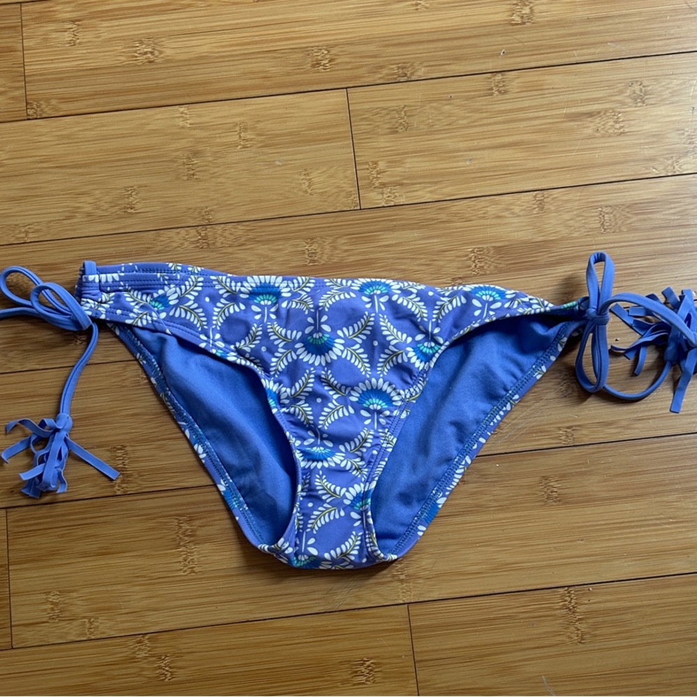 Old Navy Blue Floral Tie-Side Bikini Bottoms